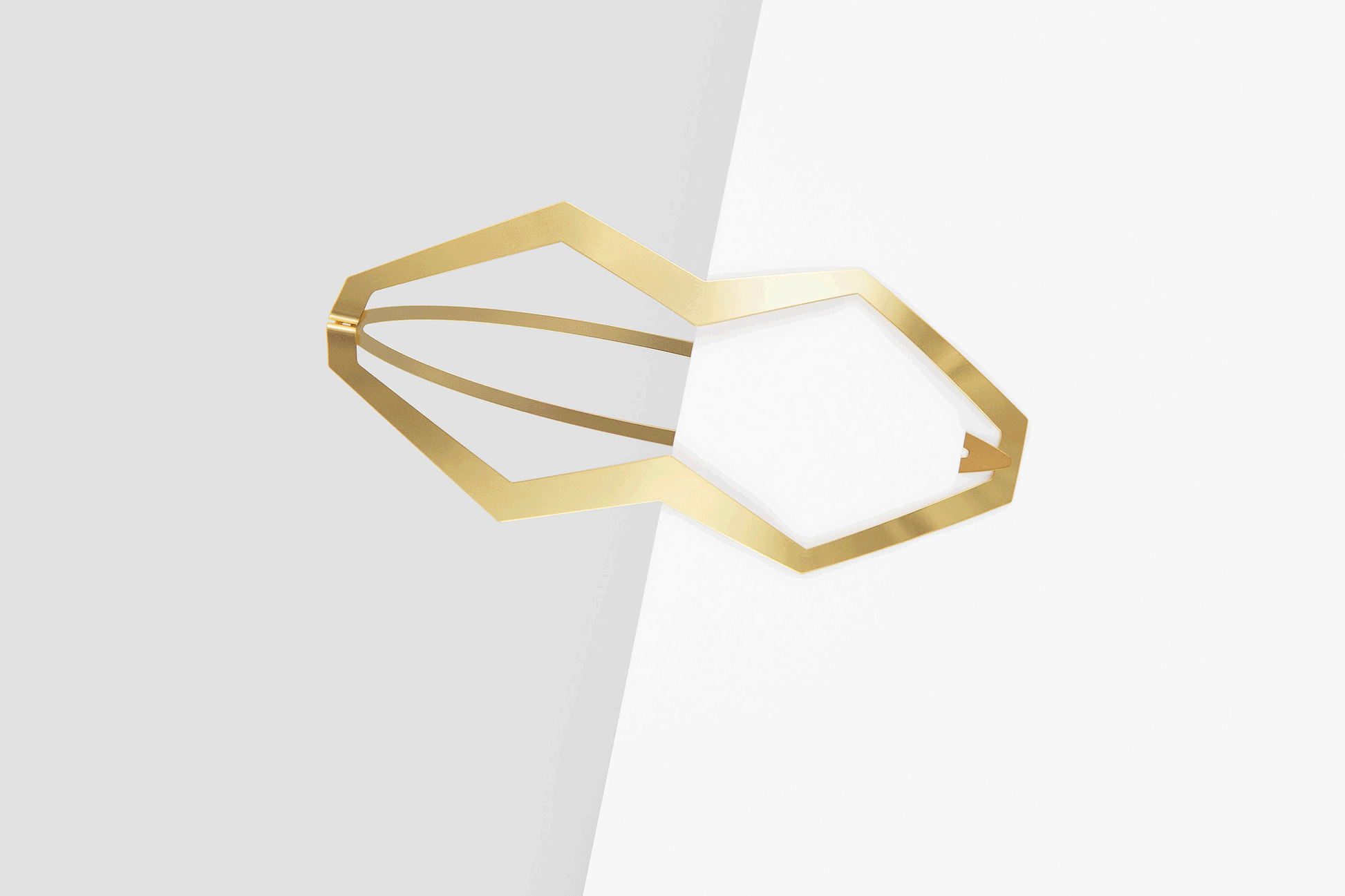 Product image of designer hair clip Hanya clipped in half way.  Available in silver-tone, silver-plated, gold-plated, Roségold-plated