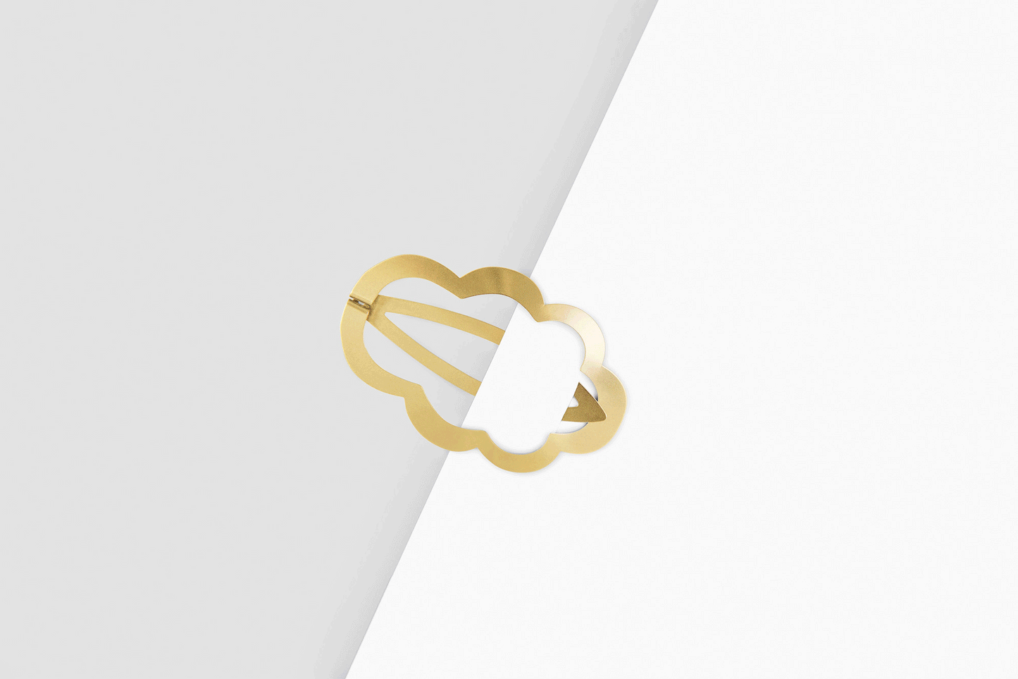 Product images of designer hair clip Camille by Clinq shown halfway clipped in