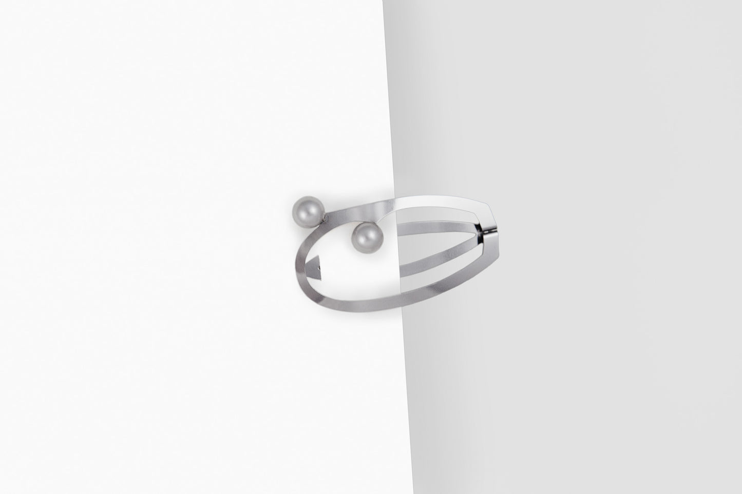 silver-tone designer hair clip with silver color shell pearls