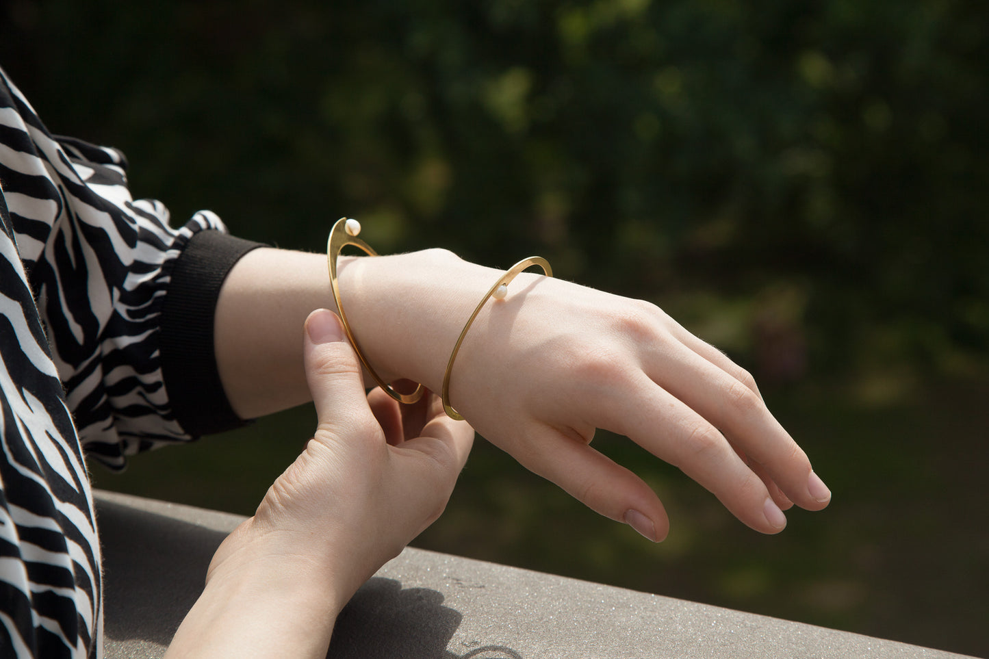 close up of slip on designer bracelets Liv and Dahlia by Clinq